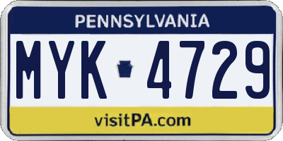 PA license plate MYK4729