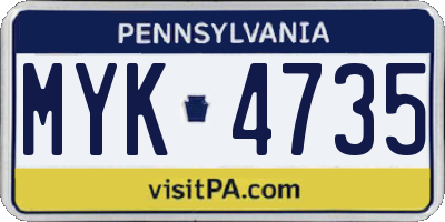 PA license plate MYK4735