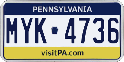 PA license plate MYK4736