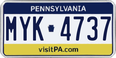 PA license plate MYK4737