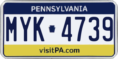 PA license plate MYK4739