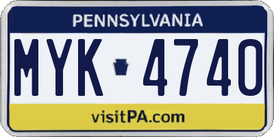 PA license plate MYK4740