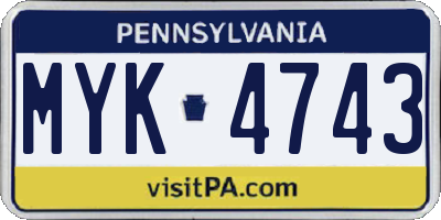 PA license plate MYK4743