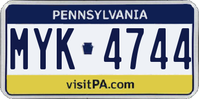 PA license plate MYK4744