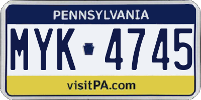 PA license plate MYK4745