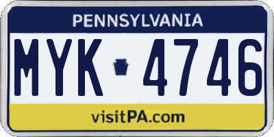 PA license plate MYK4746
