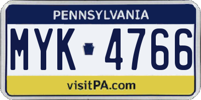 PA license plate MYK4766