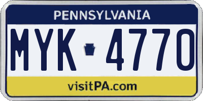 PA license plate MYK4770