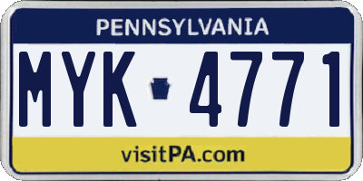 PA license plate MYK4771