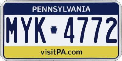 PA license plate MYK4772
