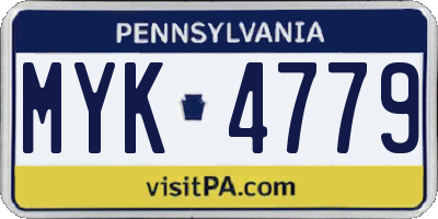 PA license plate MYK4779