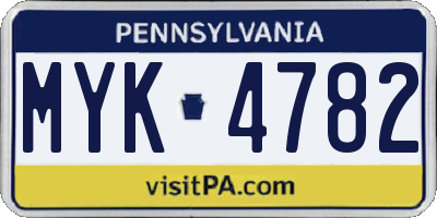 PA license plate MYK4782