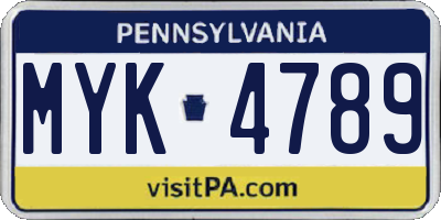 PA license plate MYK4789