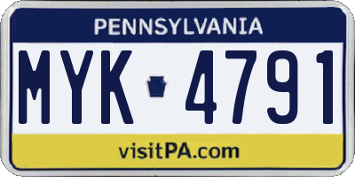 PA license plate MYK4791
