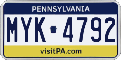 PA license plate MYK4792