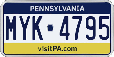 PA license plate MYK4795