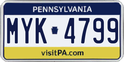 PA license plate MYK4799