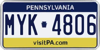 PA license plate MYK4806