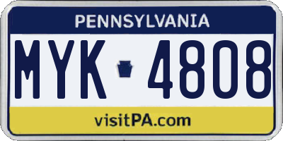 PA license plate MYK4808