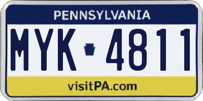 PA license plate MYK4811
