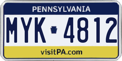 PA license plate MYK4812