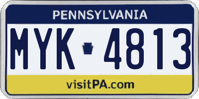 PA license plate MYK4813