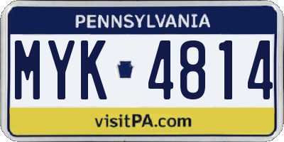 PA license plate MYK4814