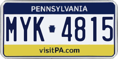 PA license plate MYK4815