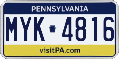 PA license plate MYK4816