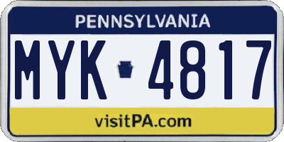 PA license plate MYK4817