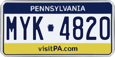 PA license plate MYK4820