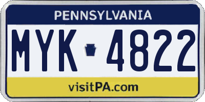 PA license plate MYK4822