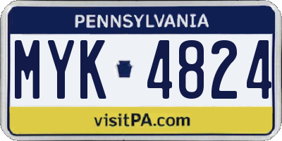 PA license plate MYK4824