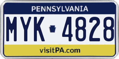 PA license plate MYK4828