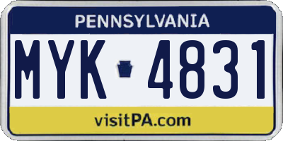 PA license plate MYK4831