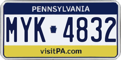 PA license plate MYK4832