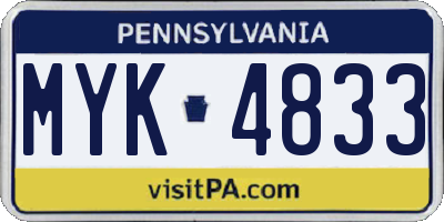 PA license plate MYK4833