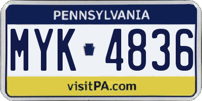 PA license plate MYK4836