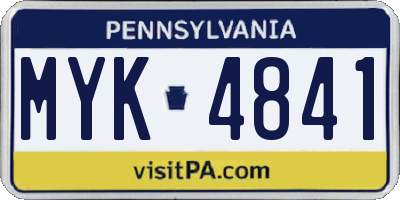PA license plate MYK4841