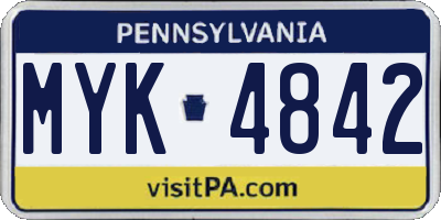 PA license plate MYK4842