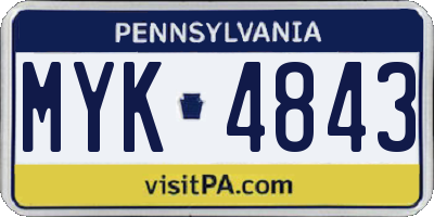 PA license plate MYK4843