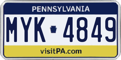 PA license plate MYK4849