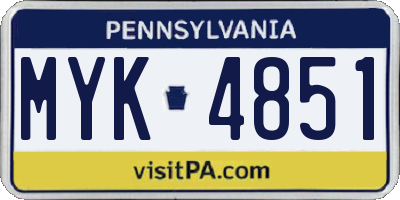 PA license plate MYK4851