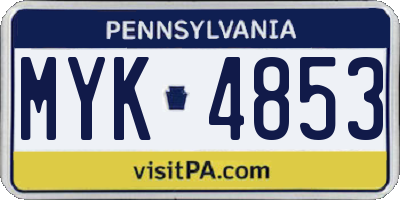 PA license plate MYK4853