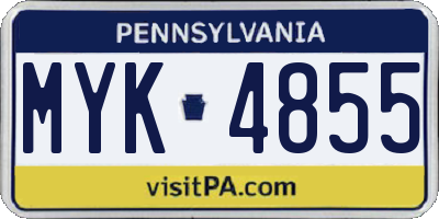PA license plate MYK4855