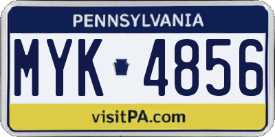 PA license plate MYK4856