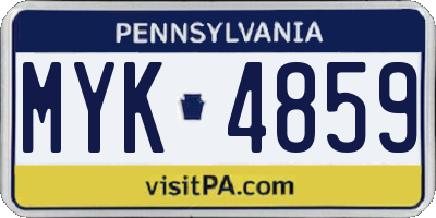 PA license plate MYK4859