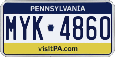 PA license plate MYK4860