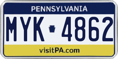 PA license plate MYK4862