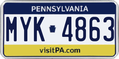 PA license plate MYK4863
